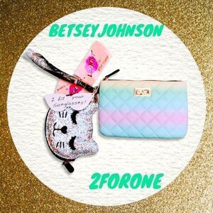 PRICE FIRM! NEW BETSEY JOHNSON 2FERONE BAG & WRISTLET.